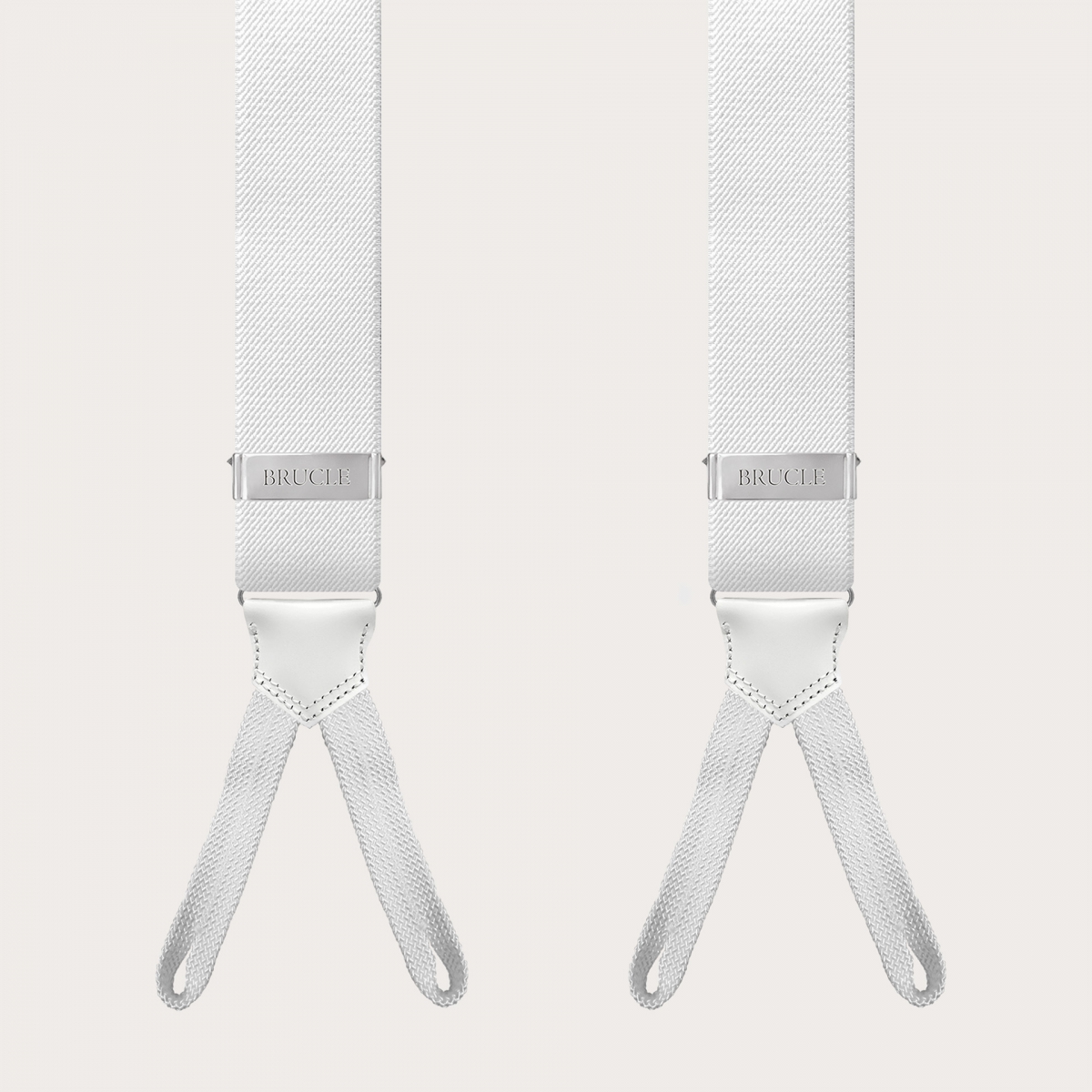 White suspenders with braid ends