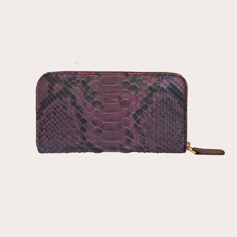 Cartera de mujer en color vino de piel de pitón