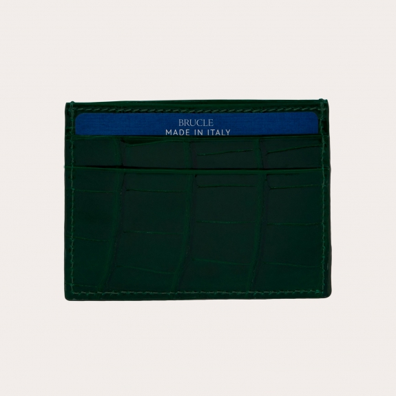 Porte-cartes en crocodile vert bouteille