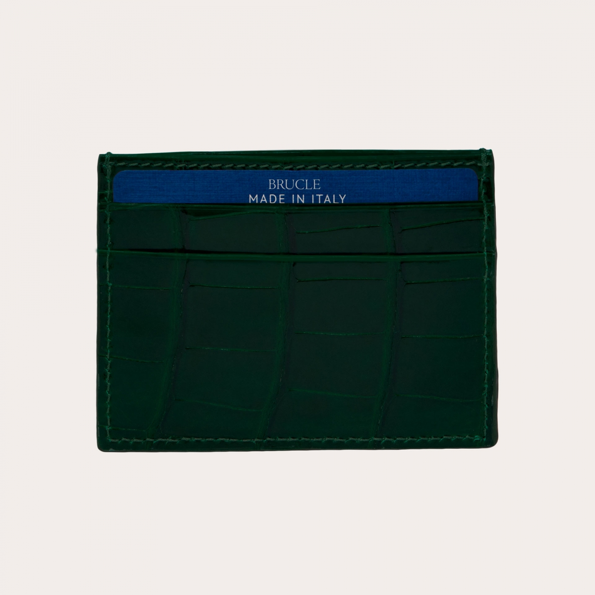 Porta carte di credito verde bottiglia di coccodrillo