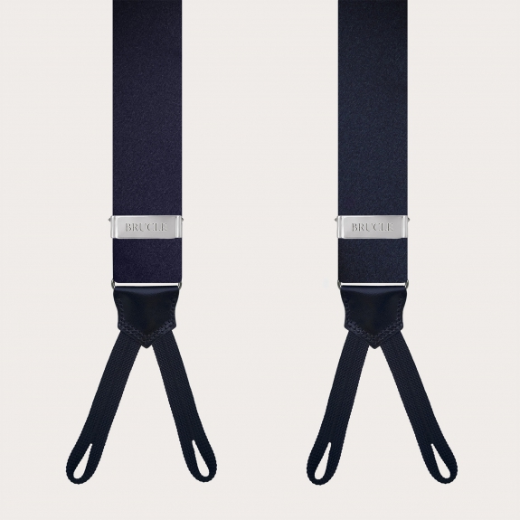 BRUCLE Bretelle con asole in raso di seta blu