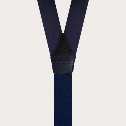 Bretelle con asole in raso di seta blu