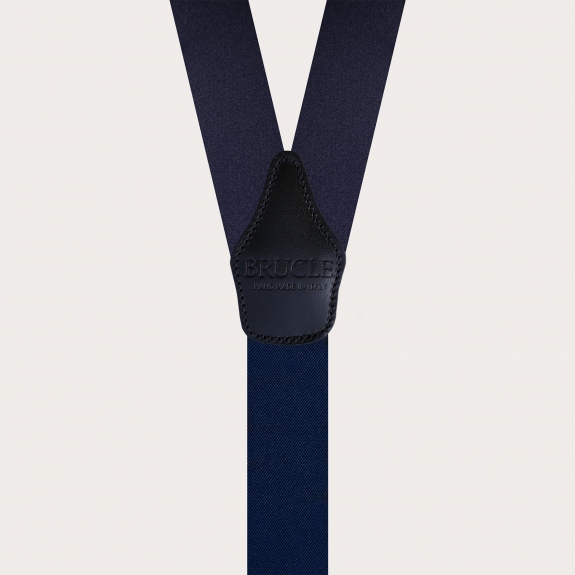 BRUCLE Bretelle con asole in raso di seta blu