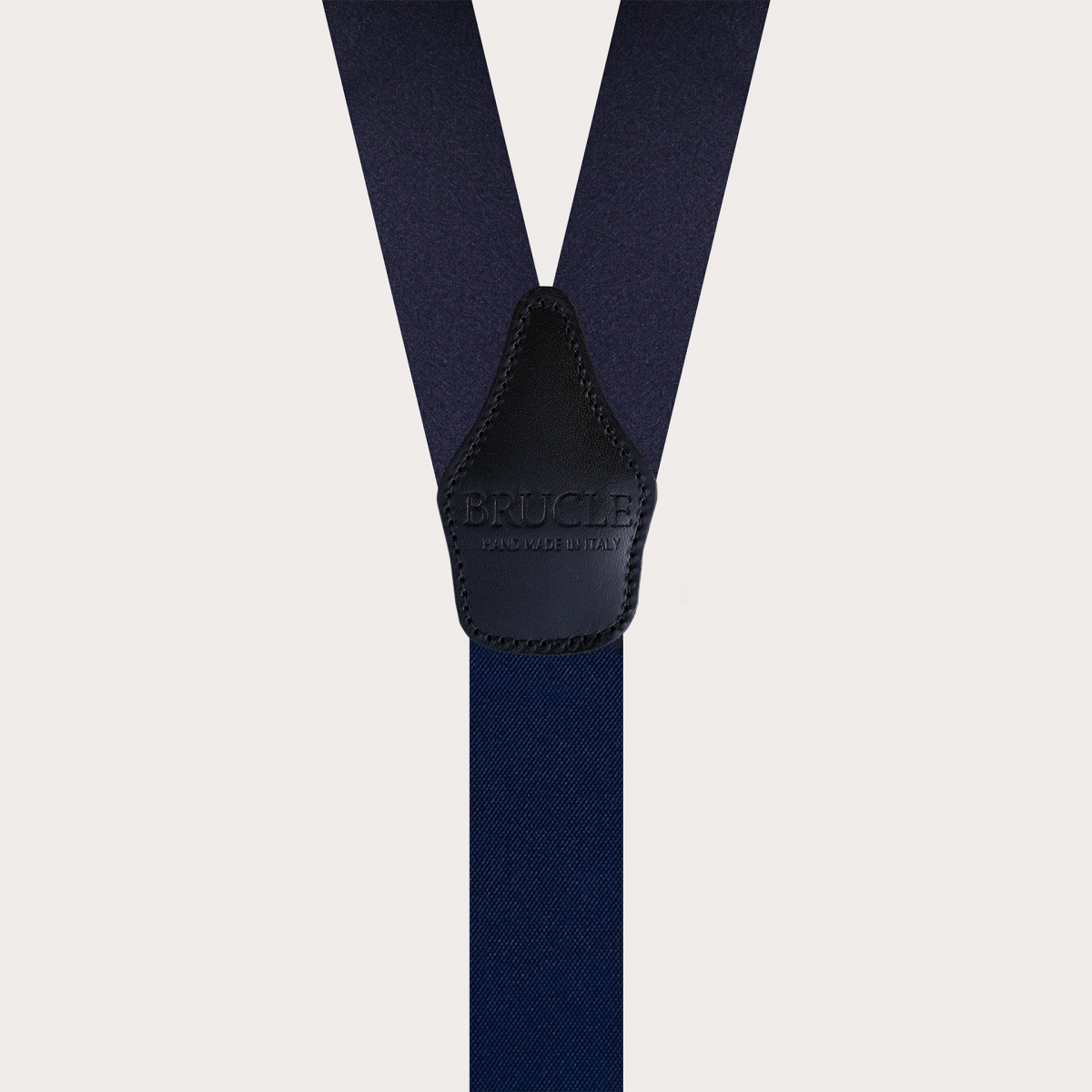 BRUCLE Suspenders with buttonholes in blue silk satin