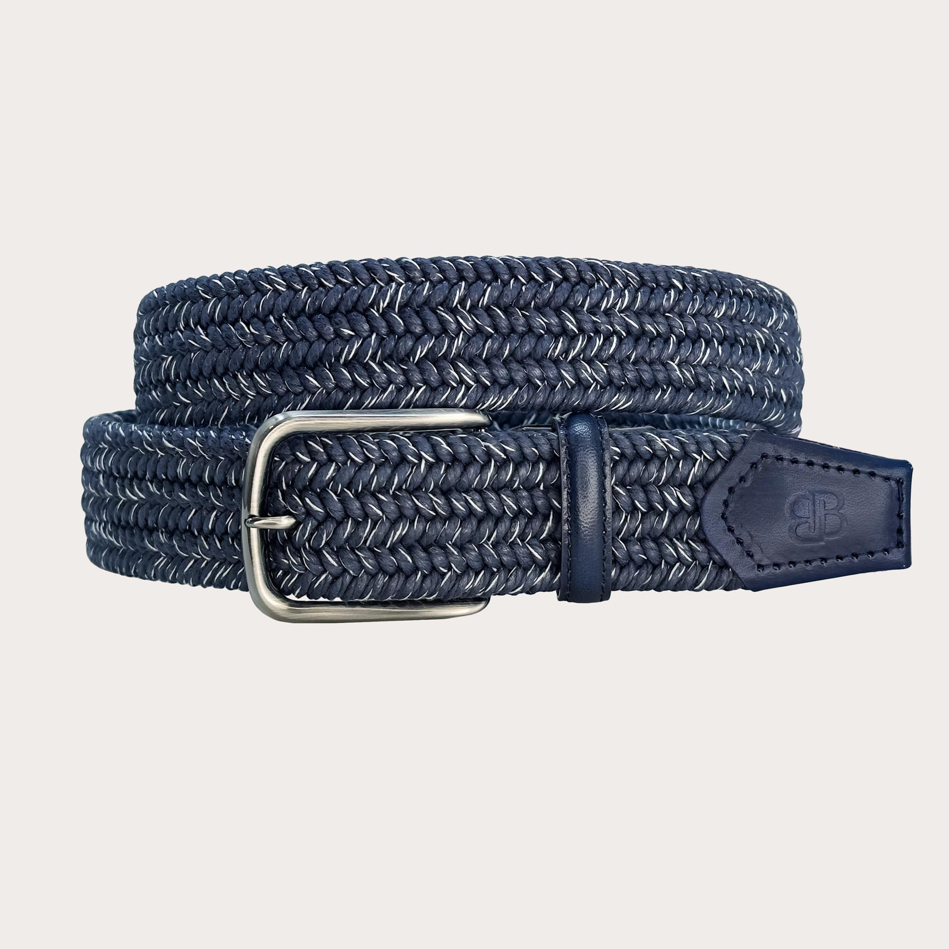 Blue mélange braided elastic belt