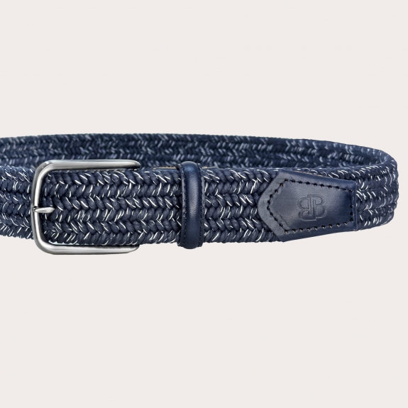 Blue mélange braided elastic belt