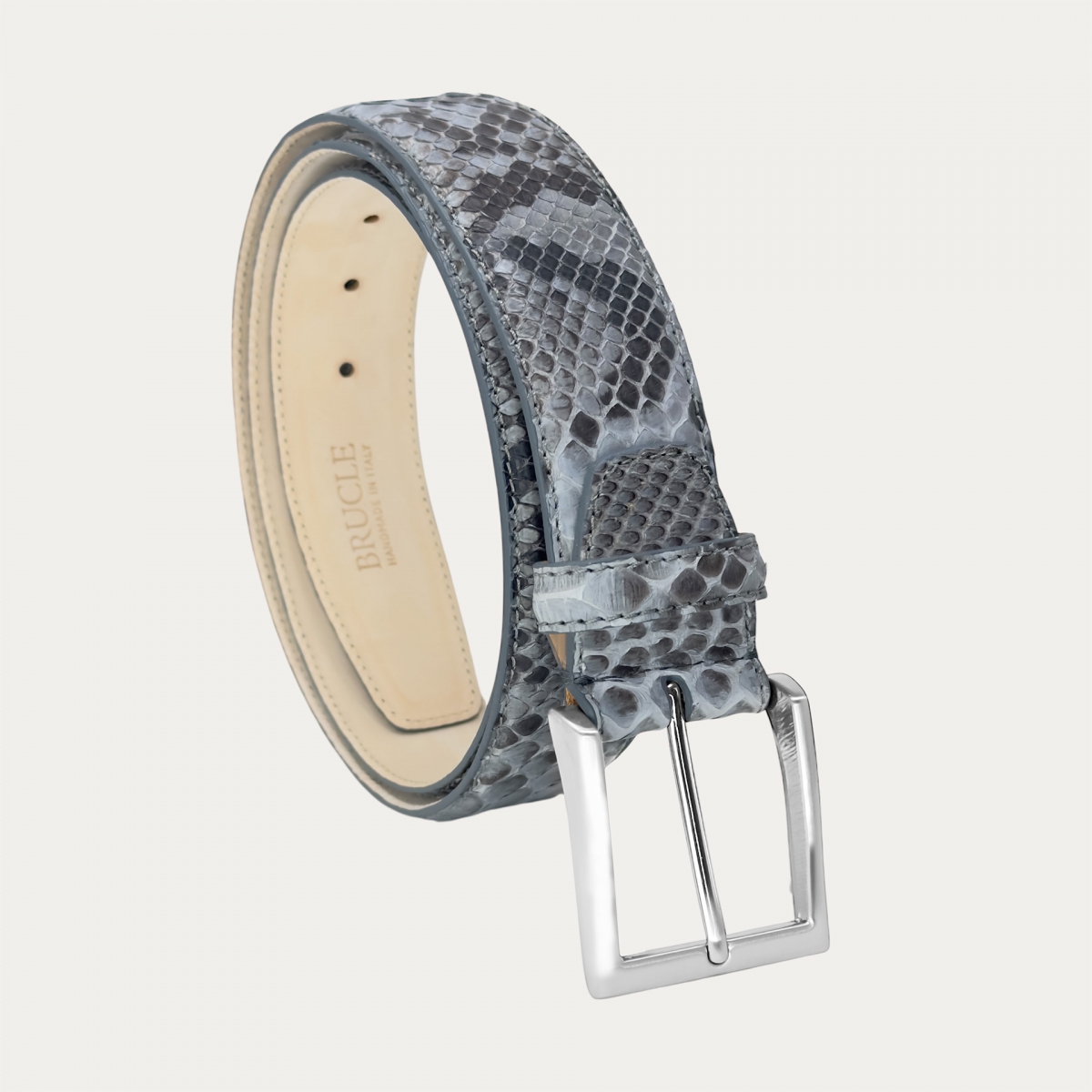 Ceinture haute en python gris poussière