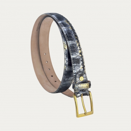 Cinturón de pitón negro y dorado metalizado