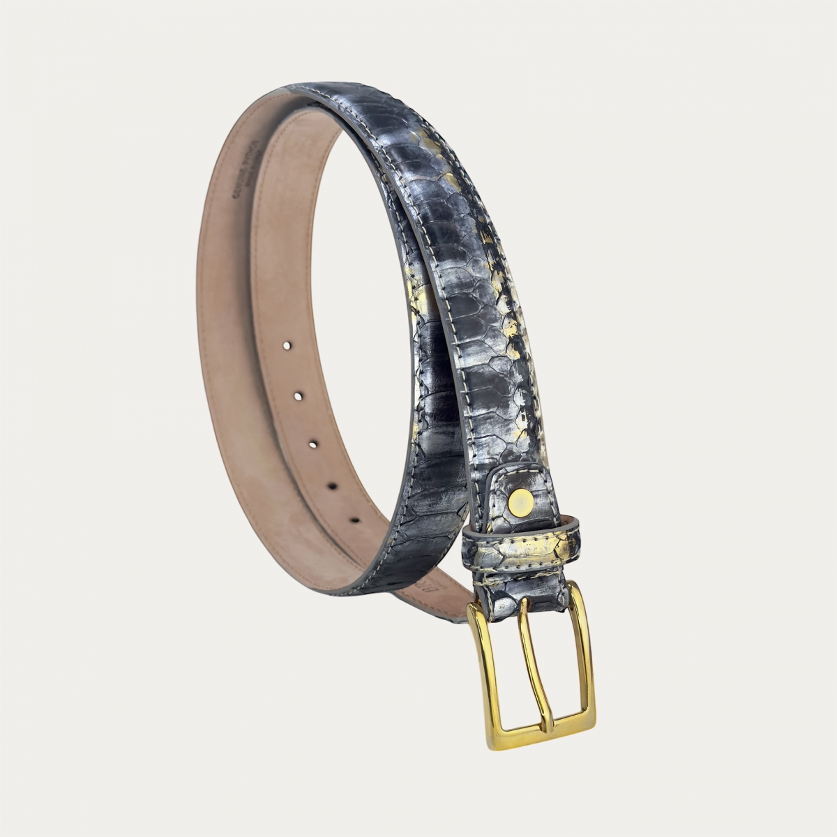 Ceinture en python noir et or métallisé