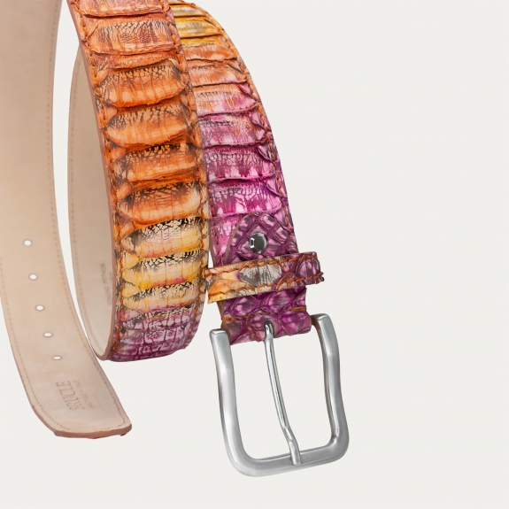 Cintura alta in vero pitone tamponato multicolore