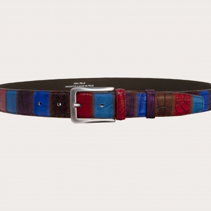 Extra-long hand-colored patchwork belt