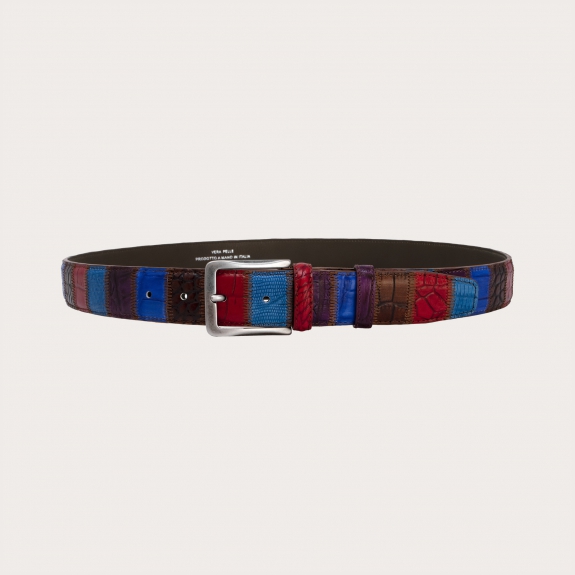 Extra-long hand-colored patchwork belt