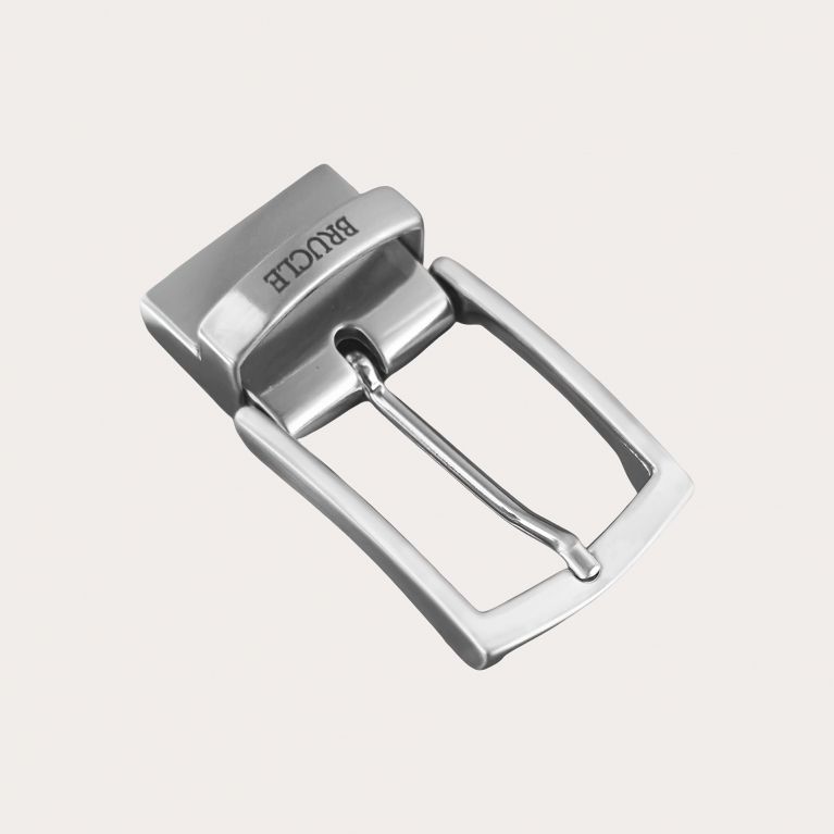 360° rotating buckle for H35 reversible belt in satin silver