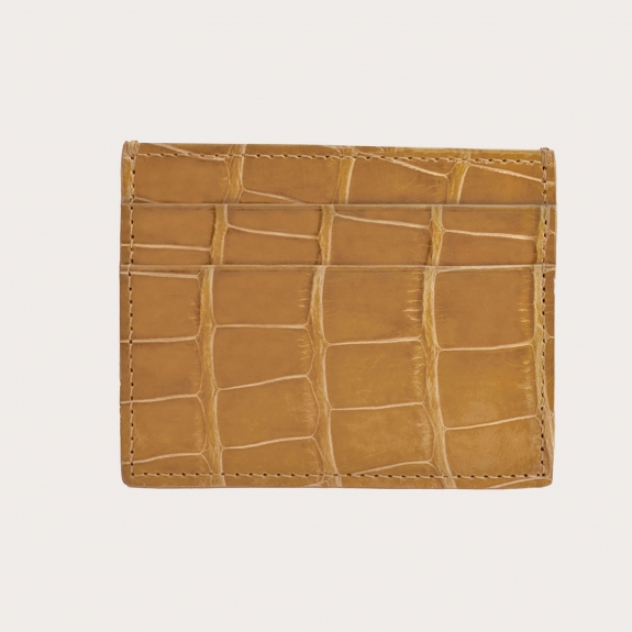 Alligator credit card holder in caramel color