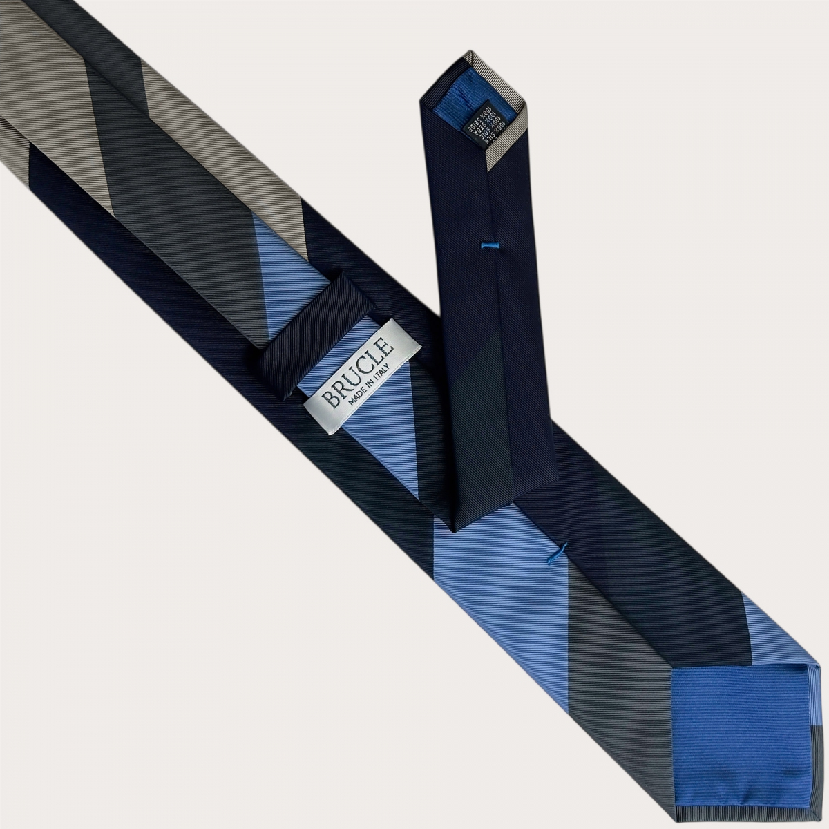 Cravate homme régimentaire multicolore bleu bleu clair vert et beige