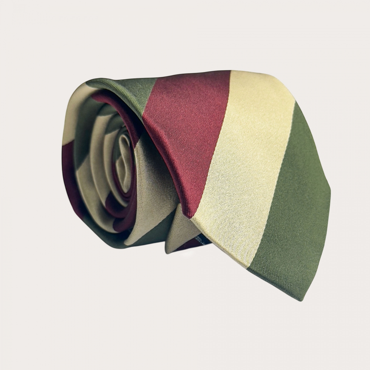 Burgundy green and beige regimental men’s tie