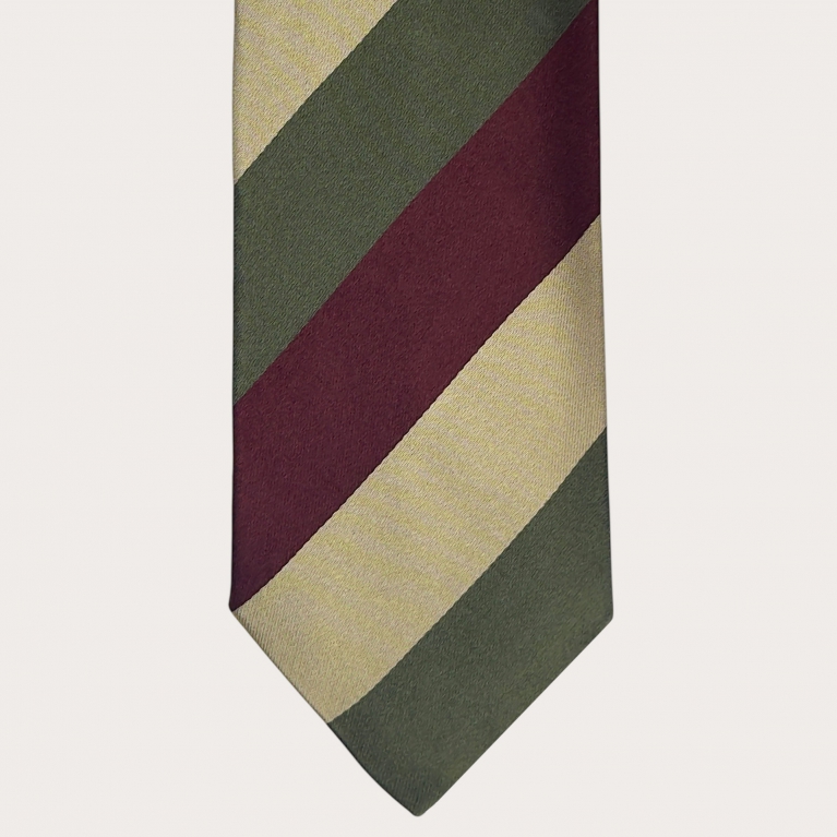Corbata de hombre regimental burdeos verde y beige