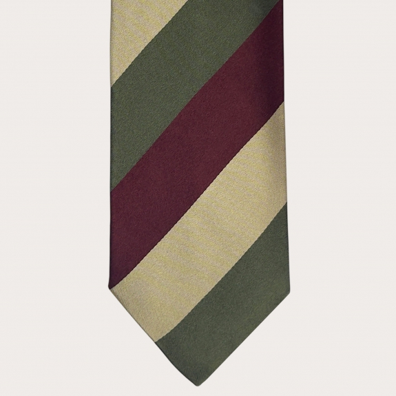 Cravatta uomo regimental bordeaux verde e beige