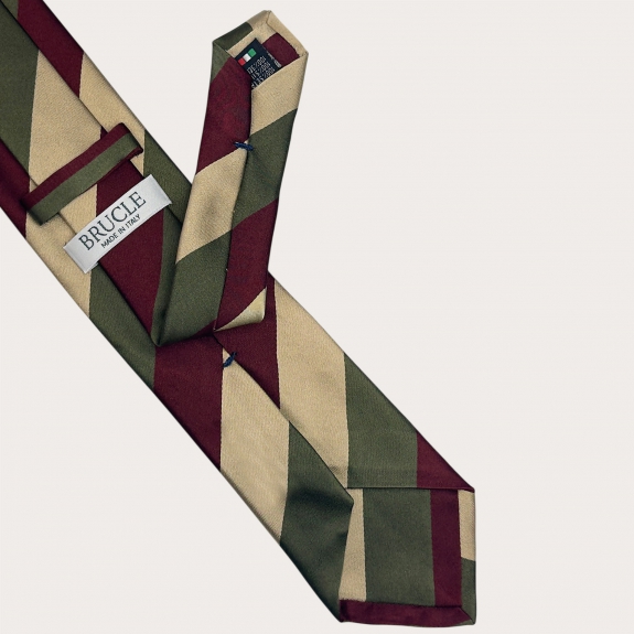 Cravate homme régimentaire bordeaux verte et beige