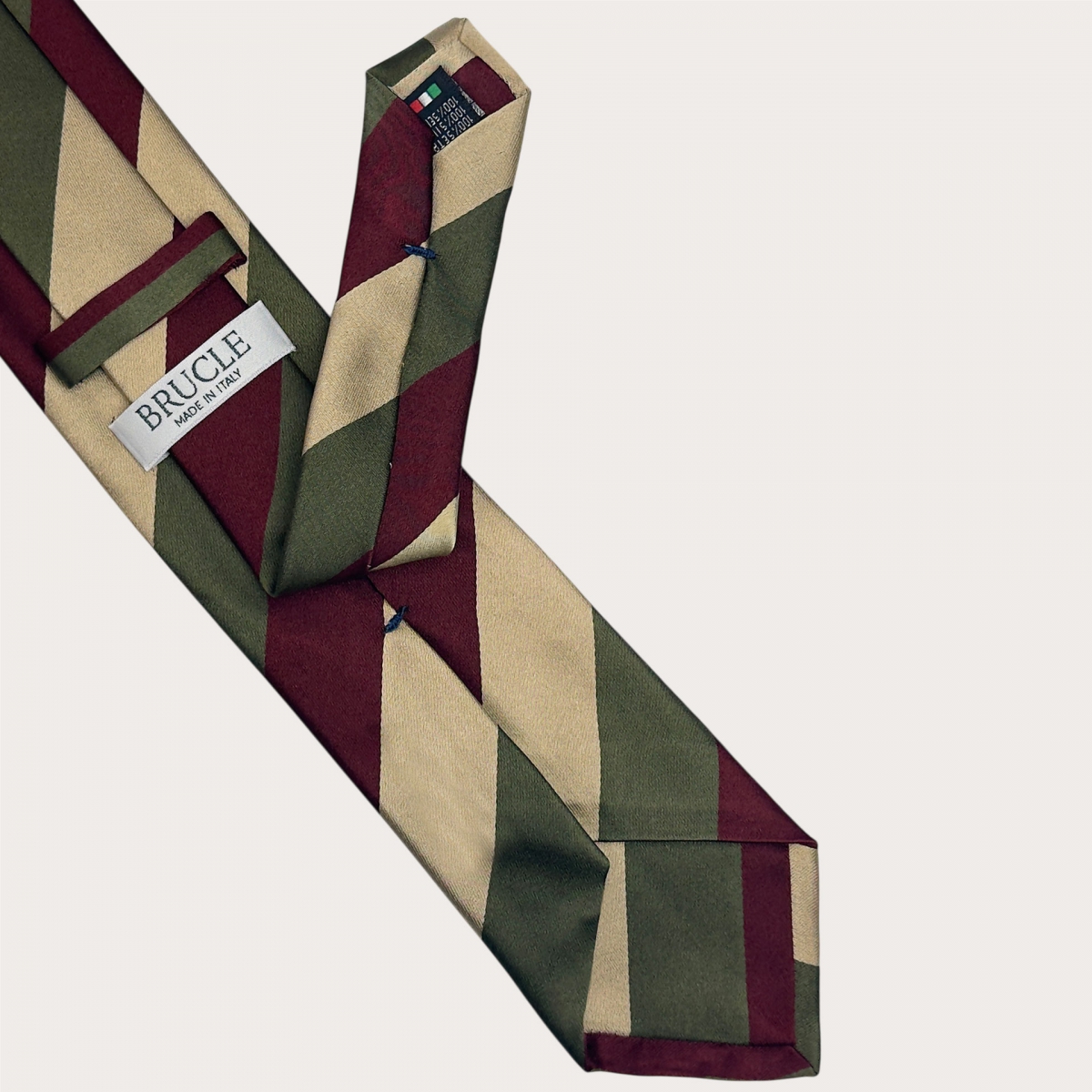 Cravate homme régimentaire bordeaux verte et beige