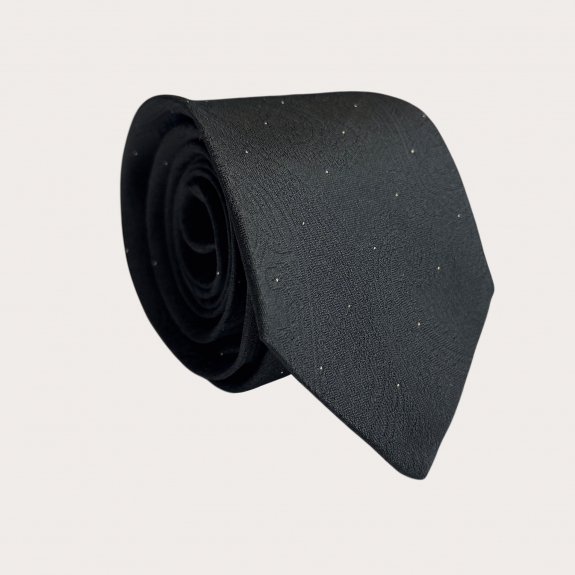 Cravate en soie jacquard noire à motif paisley ton sur ton