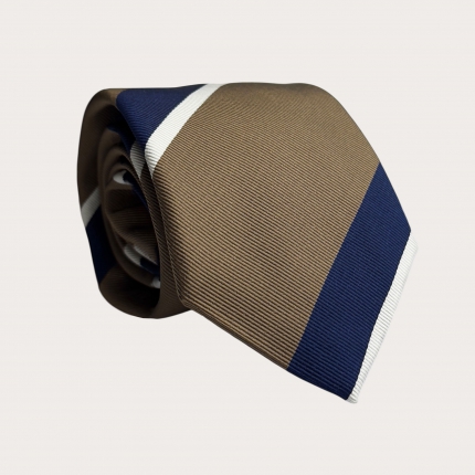 Cravate homme régimentaire marron et bleu