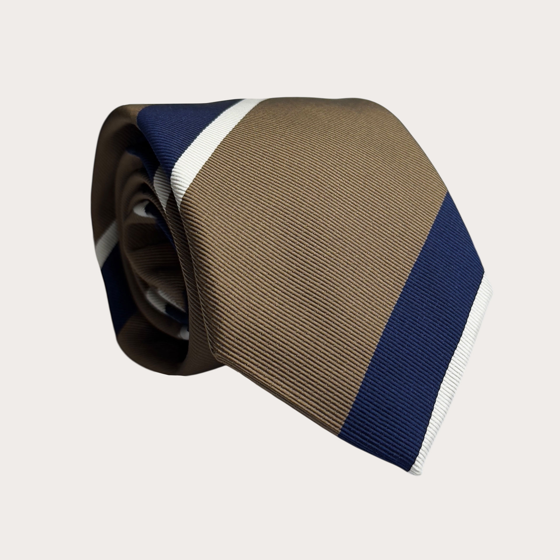 Cravate homme régimentaire marron et bleu