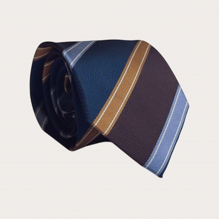 Corbata de hombre regimental burdeos azul dorado y celeste