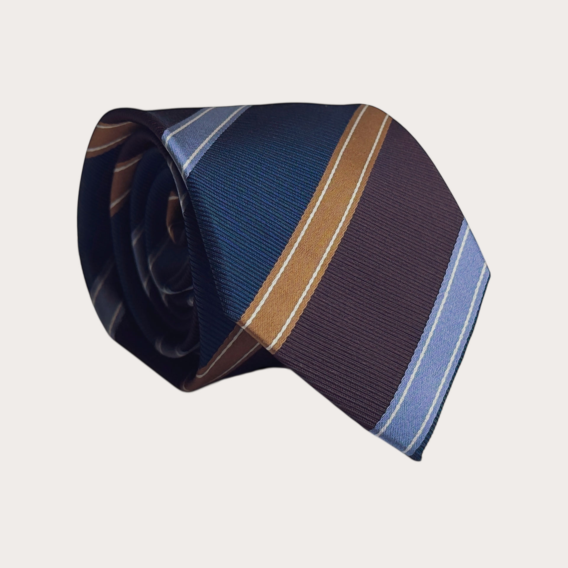 Men’s regimental tie in burgundy blue gold and light blue
