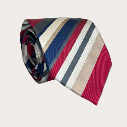 Cravate homme regimental Herren Regimental-Krawatte Rot Beige Navy Grau und Weißbeige marine gris et blanche