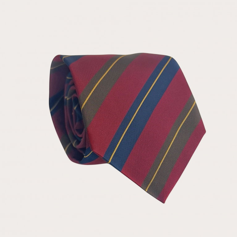 Men’s regimental tie in burgundy green and blue