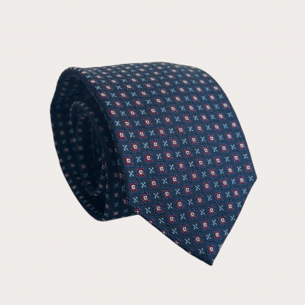 Cravate en soie jacquard bleue à fleurs