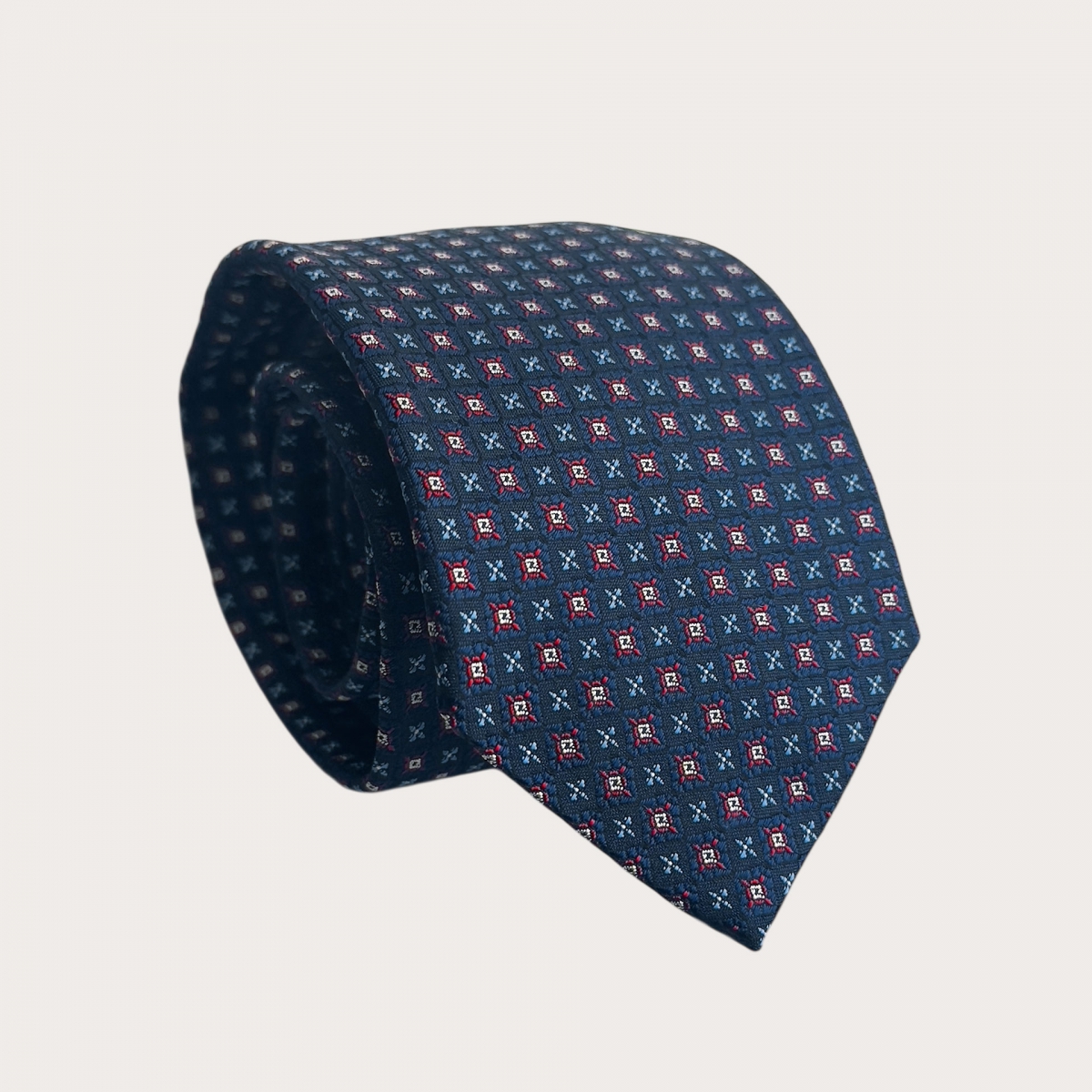Cravatta in seta jacquard blu a fiori