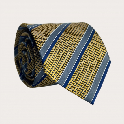 Herren regimental Krawatte gelb grau und blau