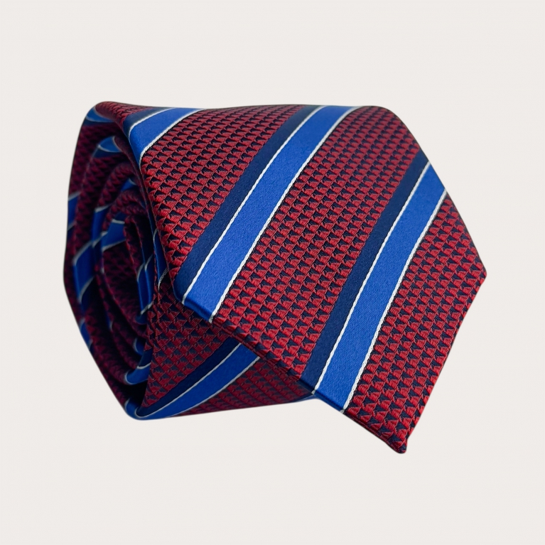 Corbata hombre regimental burdeos azul y blanca