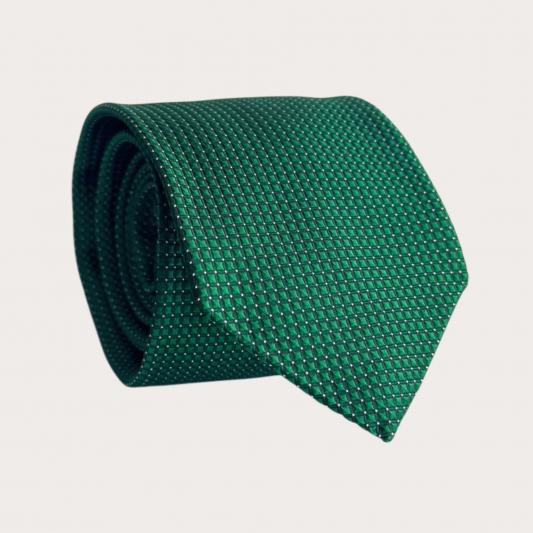 Corbata hombre de seda verde con diseño de micro lunares