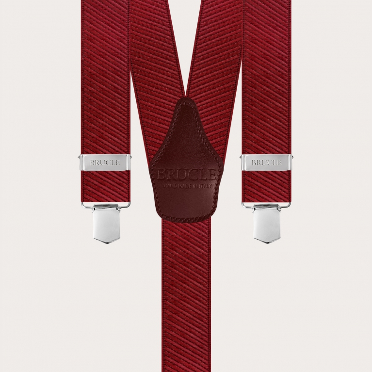 Bretelle unisex bordeaux in raso elastico con fissaggio a clip