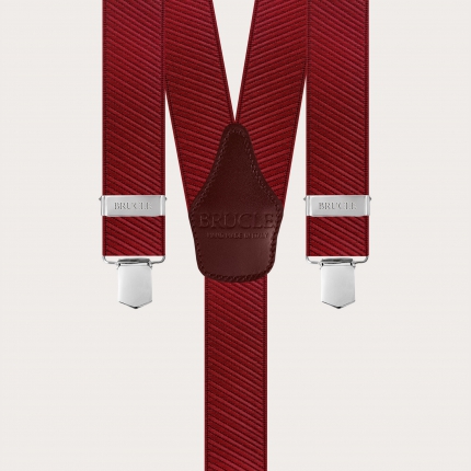 Bretelle unisex bordeaux in raso elastico con fissaggio a clip