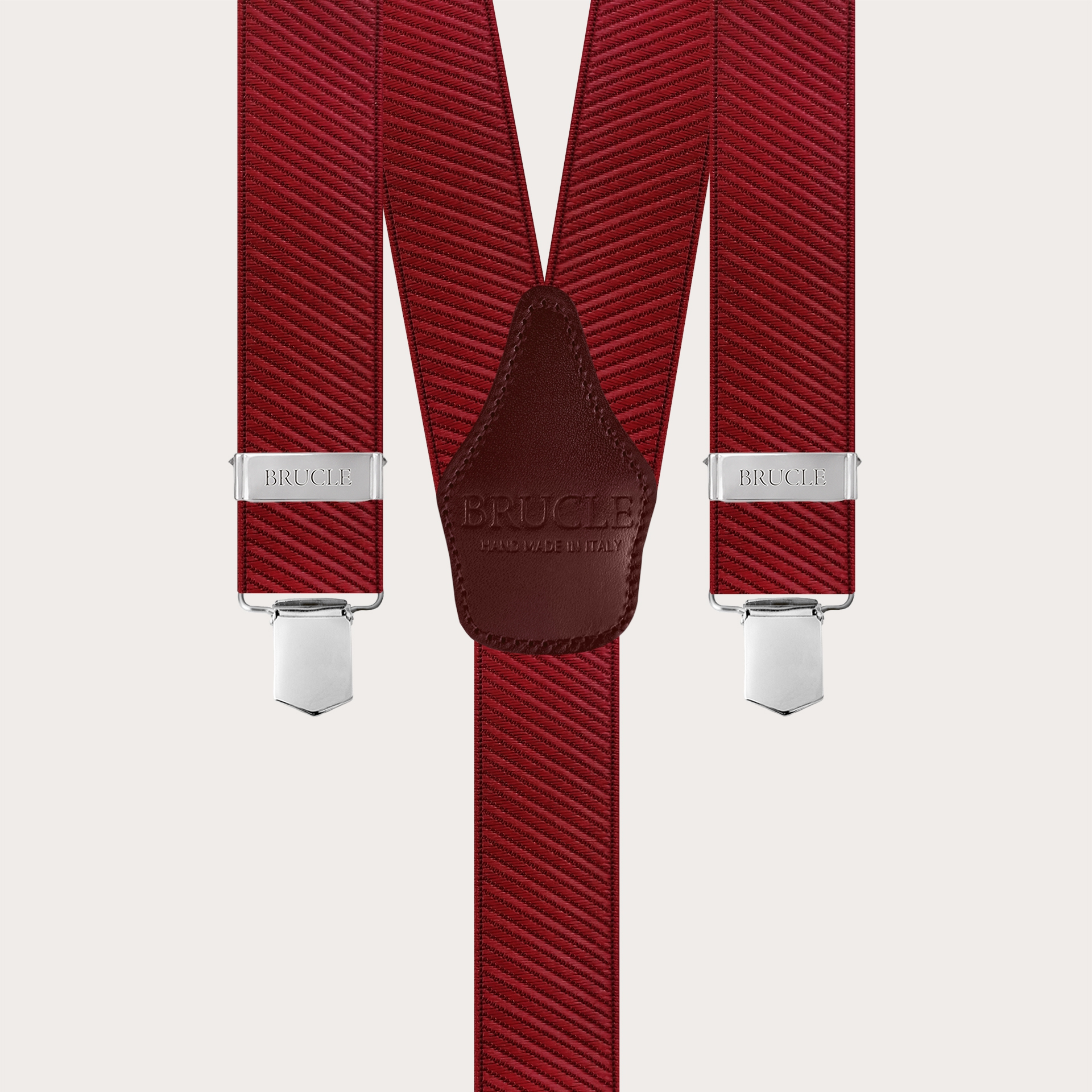 Burgundy reps satin elastic suspenders unisex