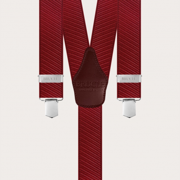 Burgundy reps satin elastic suspenders unisex