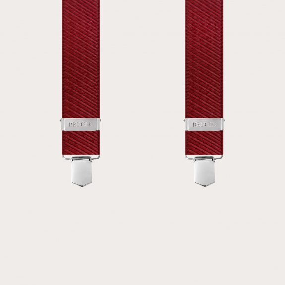 Bretelle unisex bordeaux in raso elastico con fissaggio a clip
