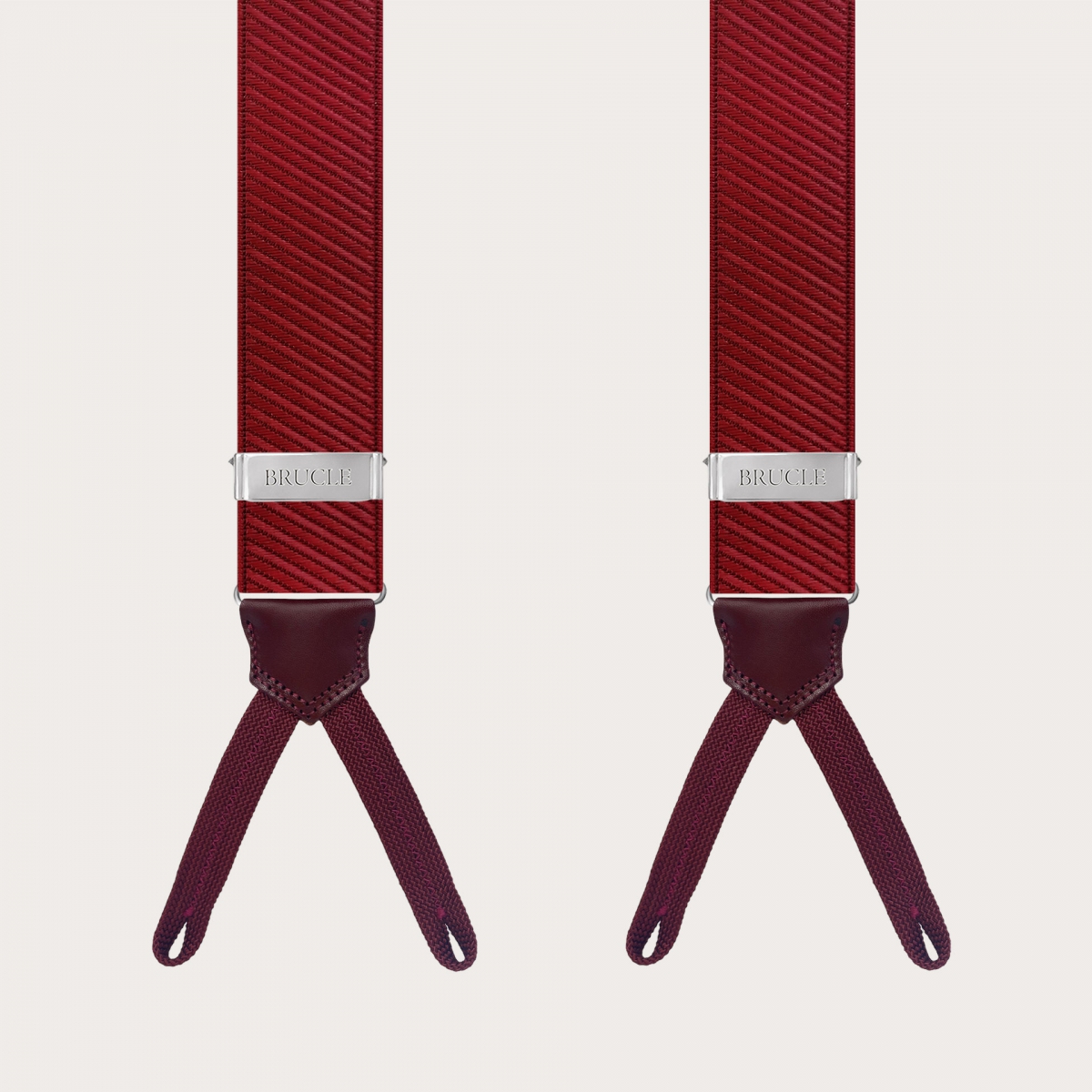 Bretelles élégantes en satin bordeaux avec boutonnières