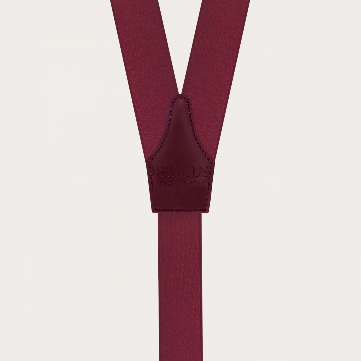 Bretelle bordeaux in raso elastico con asole per bottoni