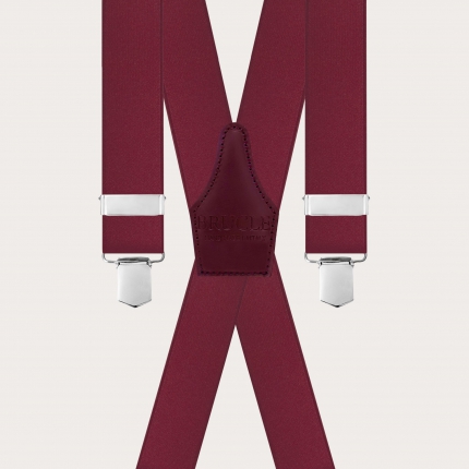 Bretelles élégantes en satin élastique bordeaux à dos en X