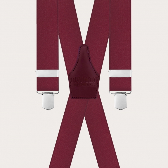 Elegante bordeaux X-Rücken Satin elastische Hosenträger