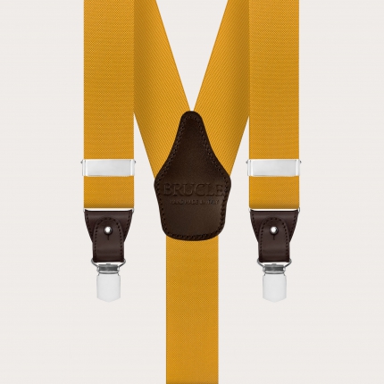 Bretelle elastiche giallo senape per bottoni o clip