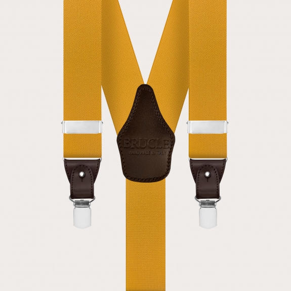Bretelles élastiques jaune moutarde pour boutons ou clips