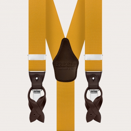 Bretelle elastiche giallo senape per bottoni o clip