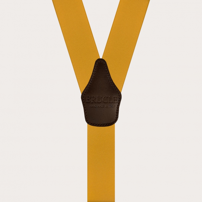 Unisex mustard yellow Y-back suspenders