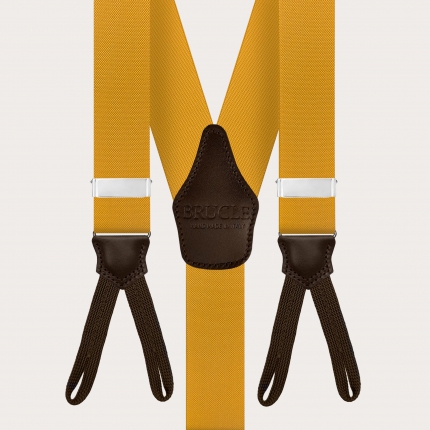 Mustard yellow suspenders with button loops